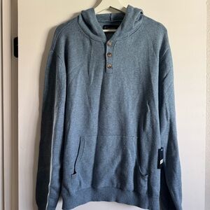 Lucky Brand Men's Blue Hooded Henley Sweater